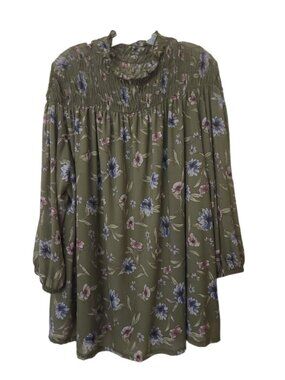 Cato Plus Size Olive Green Smocked Blouse 22/24